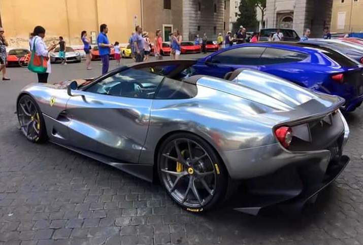 Ferrari F12 Trs In Beautiful Chrome Silver Seen In Rome